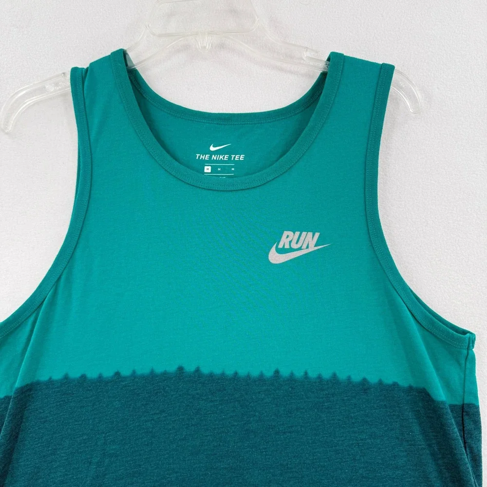 Nike Dri-FIT Run Tank Top Mens Medium Teal Colorblock Athletic Cut 922174-351